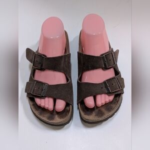 Betula by Birkenstock Women's 38/7 Suede Arizona Sandals Leather Brown